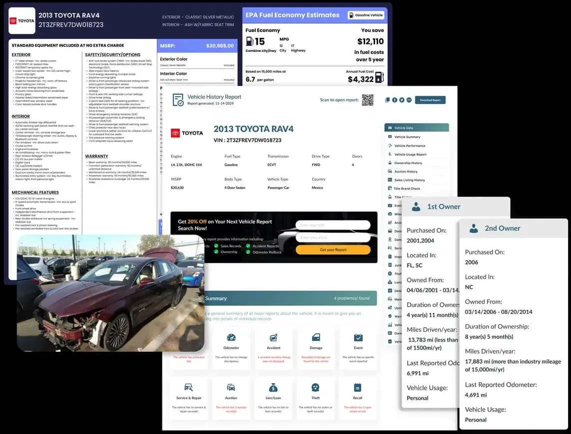 Get Instant VIN Check Reports & Window Stickers